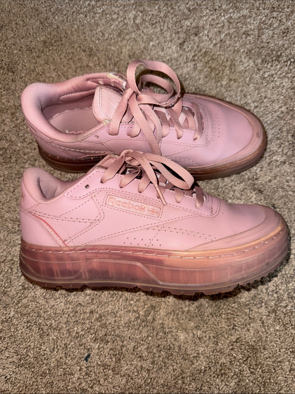 Reebok Women's Pink Platform Sneakers with Translucent Sole